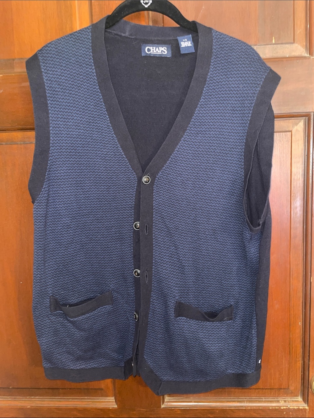 Chaps Navy and Black Button-Front Knit Vest